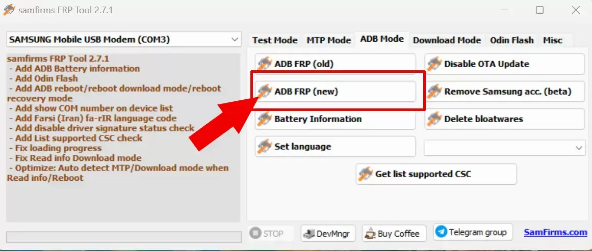 Samfirms FRP Tool ADB New